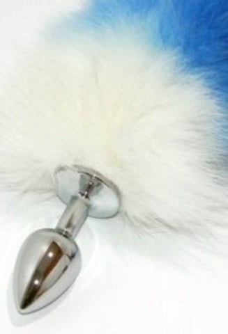 BDStyle Colorful Faux Fox Tail Silver Butt Plug Chrome Aluminum - Butt Plugs