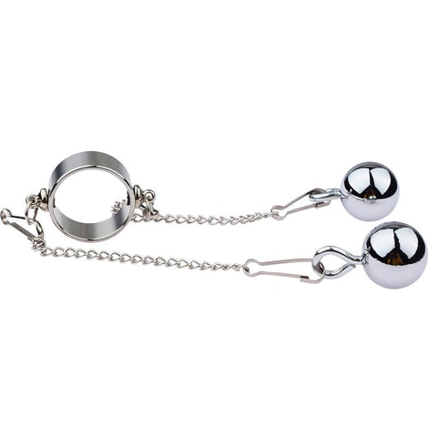 BDStyle Bondage Play Penis Ring With Balls Long with Weight Chain - Cock Rings