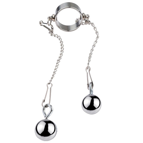 BDStyle Bondage Play Penis Ring With Balls Long with Weight Chain - Cock Rings