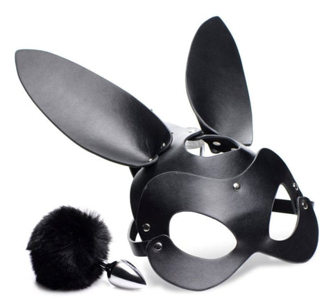 Bunny Tail Anal Plug and Mask Set - Butt Plugs