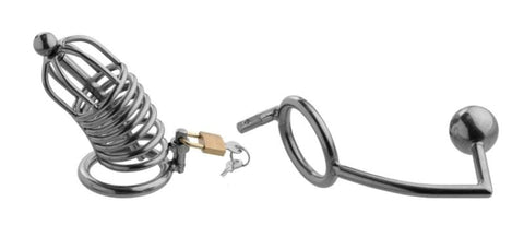 Condemned Penetration Cage with Anal Urethral Insertion - Penis Plugs