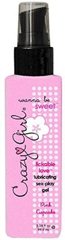 Hot Ero Crazy Girl Lickable Love Lubricating Sex Play Gel 3.38 oz Pink Cupcake - Delay and Excite Sprays