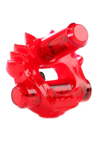 Zero Tolerance Crossbones Flame Thrower Double Bullet Red Vibrating Cock Ring - Cock Rings