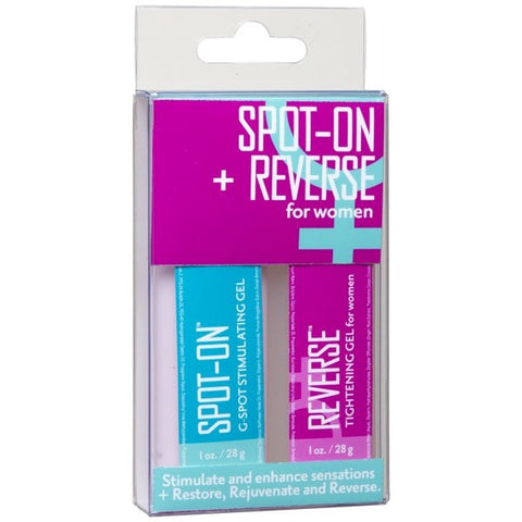 Doc Johnson Spot On Reverse for Women 2 Pack G Spot and Tightening Gels - Delay and Excite Sprays