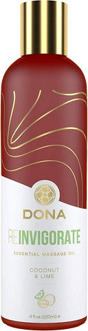 System Jo Dona Essential Massage Oil 120ml Reinvigorate Coconut Lime Scent - Delay and Excite Sprays