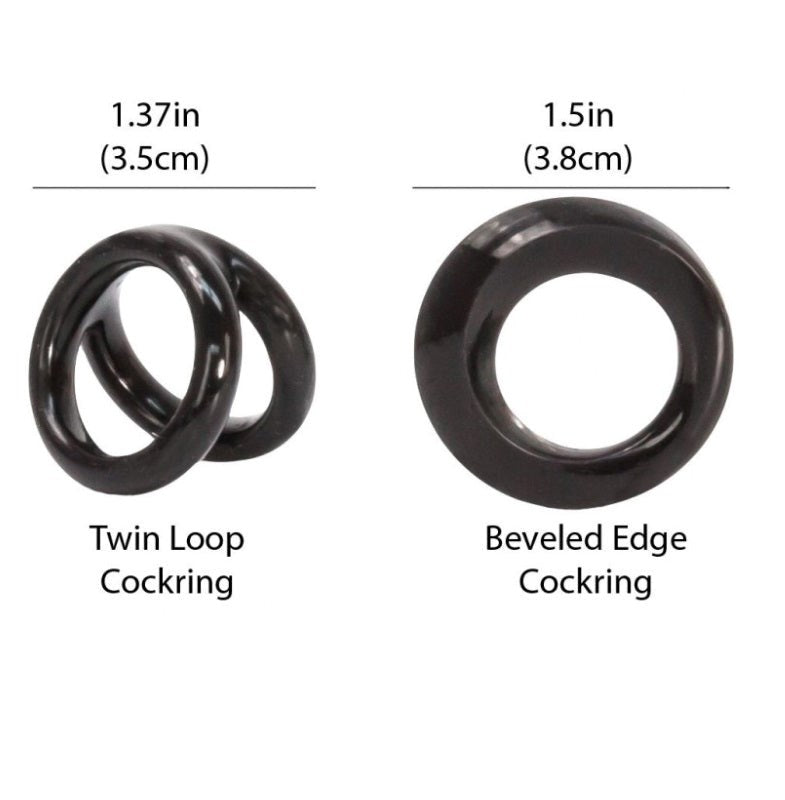 Double Loops Silicone Cockrings Set Weekend Ready Play - - Stretchy Cock Rings