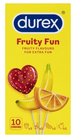 Durex Fruity Fun 10pk Flavored Condoms for Enhanced Oral Sex - Condoms