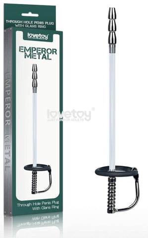 Emperor Metal Through Hole Penis Plug with Glans Ring - Penis Plugs