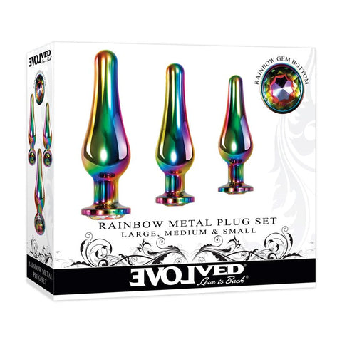 Evolved Rainbow Metal Plug Set - Colorful Ecstasy Awaits - Butt Plugs