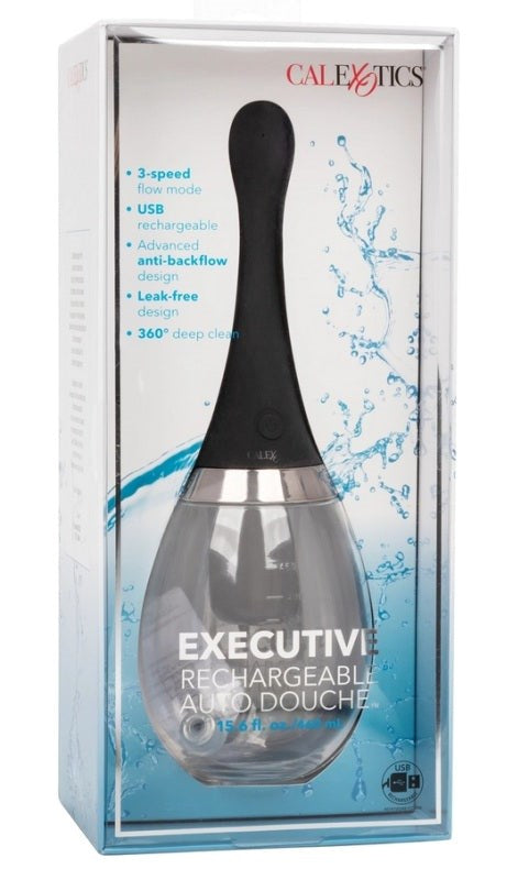 Executive Rechargeable Auto Douche Gripping Cock Rings - - Anal Cleansing