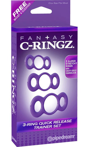 Pipedream Fantasy C Ringz 3 Ring Quick Release Trainer with Easy Grip Handles - Cock Rings