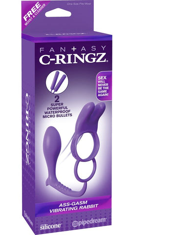 Pipedream Fantasy C Ringz Ass Gasm Vibrating Rabbit Ring Triple Stimulation - Cock Rings