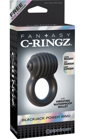 Pipedream Fantasy C Ringz Blackjack Power Cock Ring with Vibrating Bullet - Vibrating Cock Rings