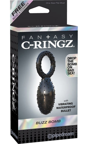 Pipedream Fantasy C Ringz Buzz Bomb Stretchy Cock Ring with Vibrating Bullet - Stretchy Cock Rings