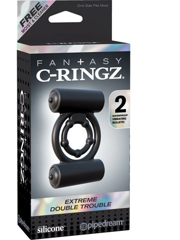 Pipedream Fantasy C Ringz Extreme Double Trouble Cock Ring with Dual Vibrating - Cock Rings