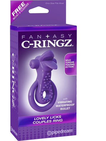 Pipedream Fantasy C Ringz Lovely Licks Couples Ring with Vibrating Bullet - Vibrating Cock Rings