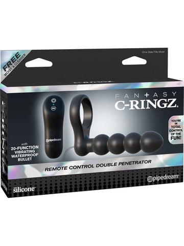 Pipedream Fantasy C Ringz Remote Control Double Penetrator with Vibrations - Vibrating Cock Rings