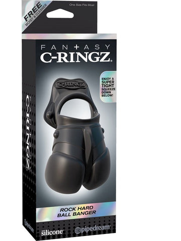Pipedream Fantasy C Ringz Rock Hard Ball Banger Cock Ring with Dual Action - Cock Rings