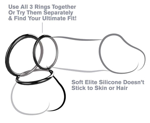 Pipedream Products Fantasy C Ringz Silicone 3 Ring Stamina Set Premium Cock Ring - Cock Rings