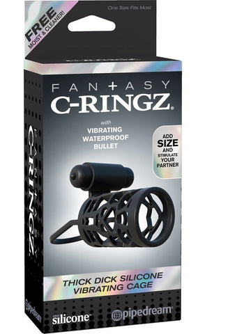 Fantasy C Ringz Thick Dick Silicone Vibrating Cage with Enhanced Girth - Vibrating Cock Rings