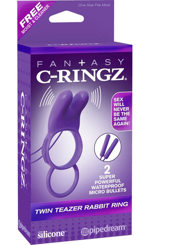 Pipedream Fantasy C Ringz Twin Teazer Rabbit Cock Ring with Dual Vibration - Vibrating Cock Rings