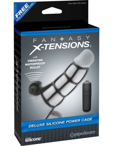Fantasy X Tensions Deluxe Silicone Power Cock Cage with Vibrator - Pumps, Extenders and Sleeves