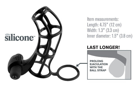Fantasy X Tensions Deluxe Silicone Power Cock Cage with Vibrator - Pumps, Extenders and Sleeves