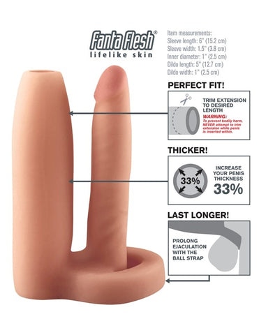 Pipedream Fantasy X Tensions Double Trouble Cock Girth Gainer with Dual Design - Pumps, Extenders and Sleeves