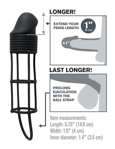 Fantasy X Tensions Silicone Performance Penis Extension with Ball Strap - Pumps, Extenders and Sleeves