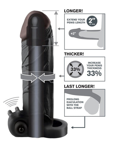 Fantasy X Tensions Vibrating Real Feel 2 Inch Cock Extension with Vibrator - Pumps, Extenders and Sleeves