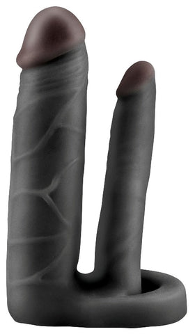 Fantasy X Tensions Double Trouble Penis Extension Black with Dual Stimulation - Pumps, Extenders and Sleeves