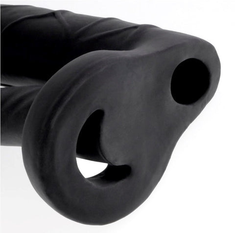 Fantasy X Tensions Double Trouble Penis Extension Black with Dual Stimulation - Pumps, Extenders and Sleeves