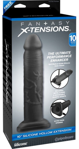Fantasy X Tensions Silicone Hollow 10 inch Penis Extension with Harness - Pumps, Extenders and Sleeves