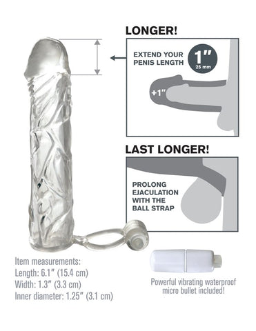 Fantasy X Tensions Vibrating Super Penis Sleeve with Bullet Vibrator - Pumps, Extenders and Sleeves