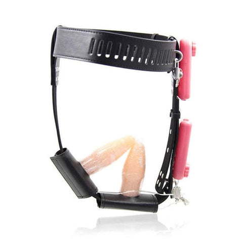 BDStyle Female Chastity Belt With Double Vibration Plug and Lock - Male Chastity