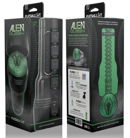 Fleshlight Freaks Alien Queen Green Metallic Mens Masturbator - Realistic Butts And Vaginas