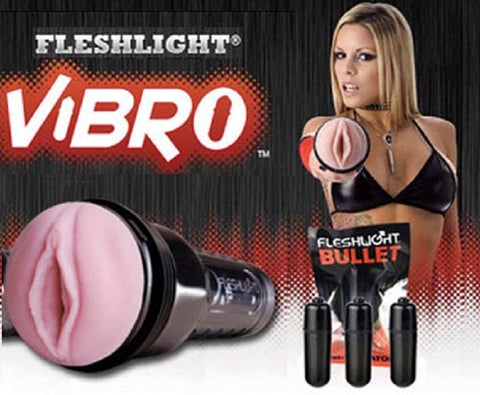 Fleshlight Vibro Pink Lady Touch Realistic Vagina Stroker - Masturbators and Strokers