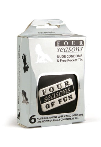 Four Seasons 6s Nude Condom in Black Collectors Tin Ultra Thin Protection - Condoms