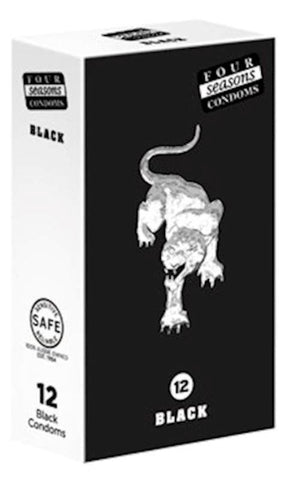 Four Seasons Black 12 Pack Adult Condoms Ultra Thin Latex Protection - Condoms