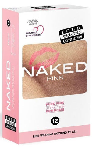 Four Seasons Naked Pink 12 pack Ultra Thin Condoms for Enhanced Sensitivity - Condoms