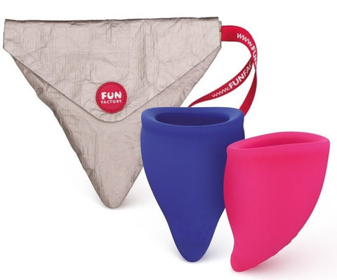 Fun Factory Body Safe Menstrual Cup Reusable & Comfortable Dual Size Kit - Pumps, Extenders and Sleeves