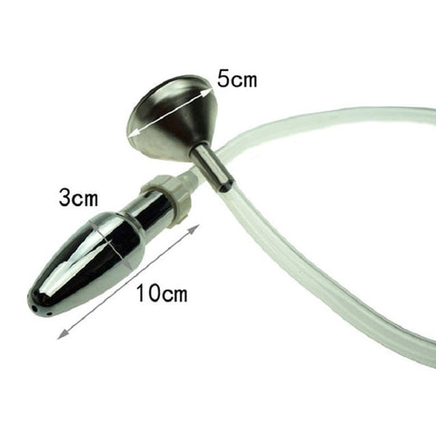 BDStyle Funnel Enema Plug Medical Grade Metal with Attached Funnel - Enemas and Douches