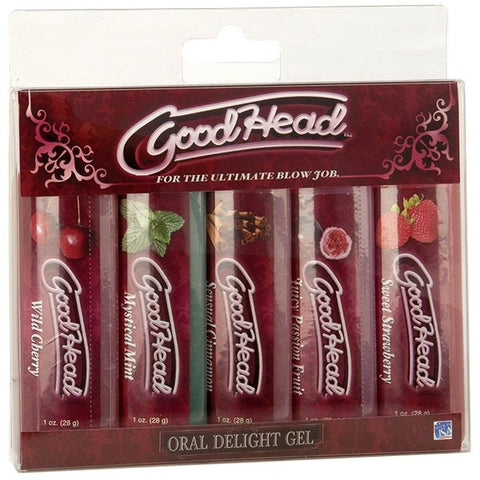 Doc Johnson Good Head Oral Delight Adult Lubricant 5 Pack Flavored Gel - Delay and Excite Sprays