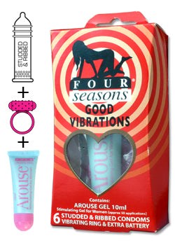Four Seasons Good Vibration Condoms 6 pieces with Vibrating Ring - Condoms