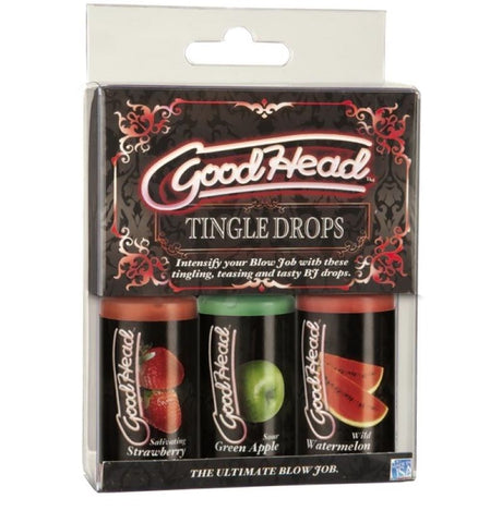 GoodHead Tingle Drops 3 Pack Oral Enhancement with Tingling Formula - Water Based Lubes