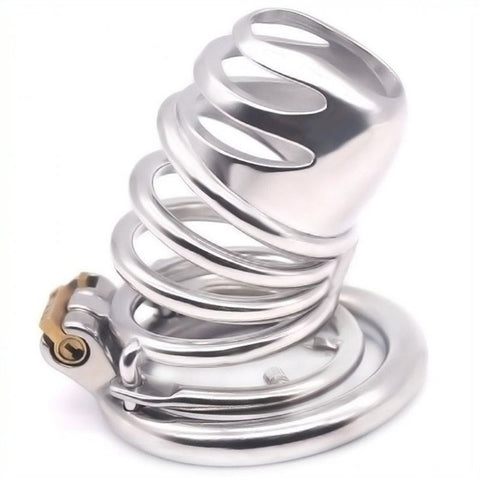 BDStyle Gourdie Steel Cock Cage With Anti falling Ring and Secure Lock - Male Chastity