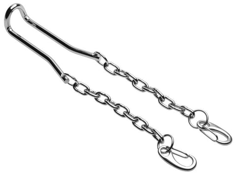 Master Series Hitch Metal Ball Stretcher Stainless Steel with Chains - Cock Rings