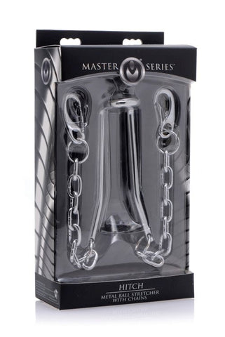 Master Series Hitch Metal Ball Stretcher Stainless Steel with Chains - Cock Rings