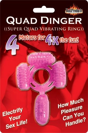 Hott Products Humm Dinger Super Quad Ring Pink with Four Motor Design - Cock Rings