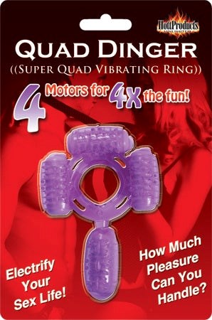 Hott Products Humm Dinger Super Quad Ring Pink with Four Motor Design - Cock Rings